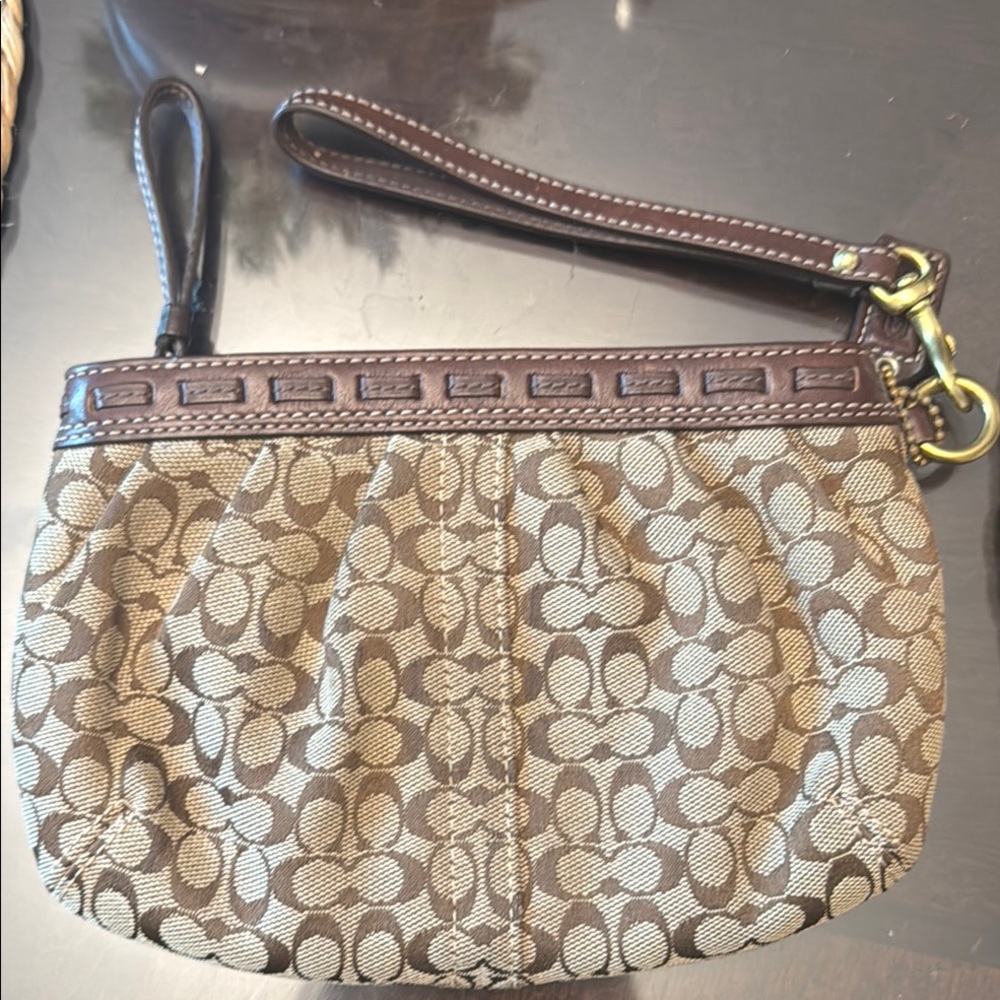 Brown Patterned Wristlet